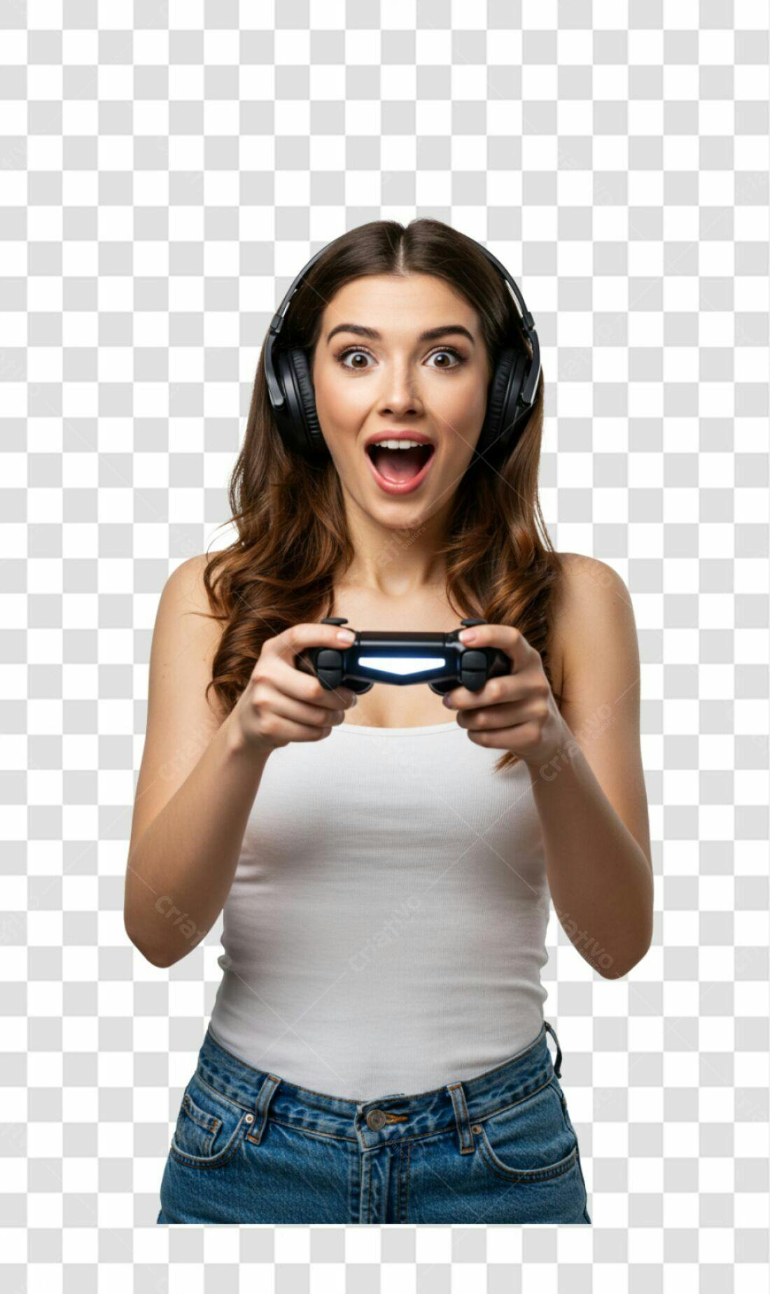 Imagem Gamer Mulher PNG com fundo transparente