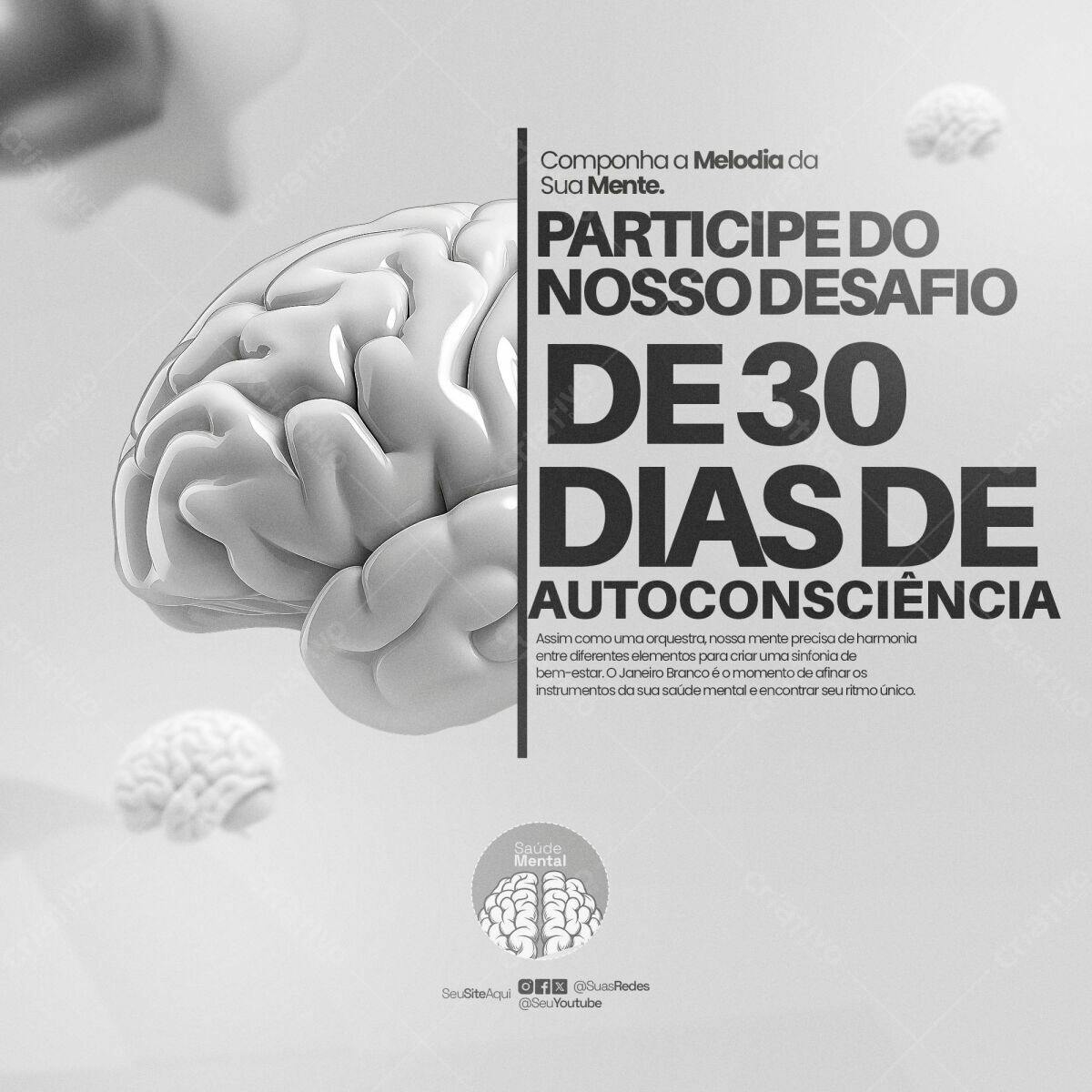 Flyer Desafio 30 Dias de Autoconsciência PSD Editável