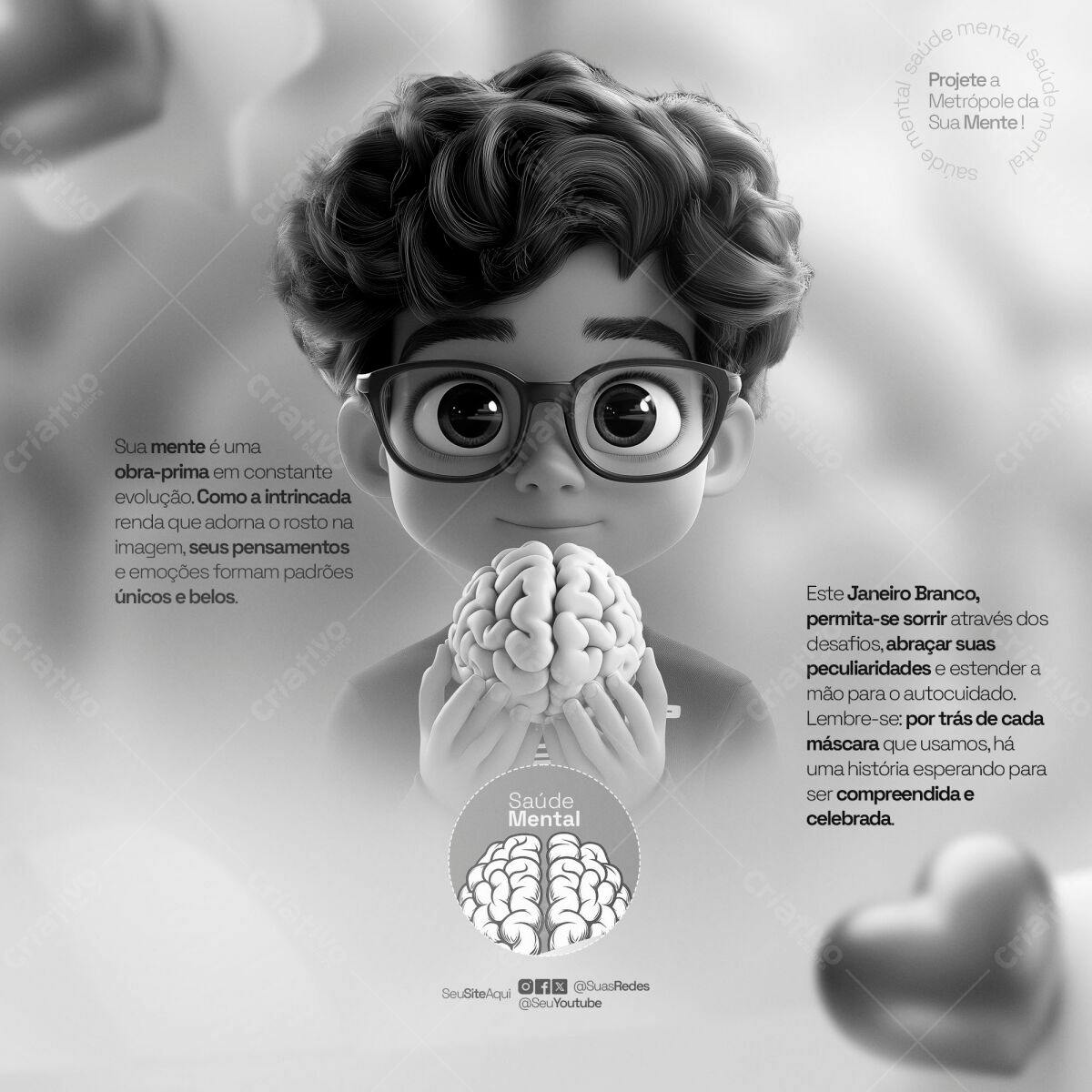 PSD para Campanha Janeiro Branco da Saúde Mental Editável