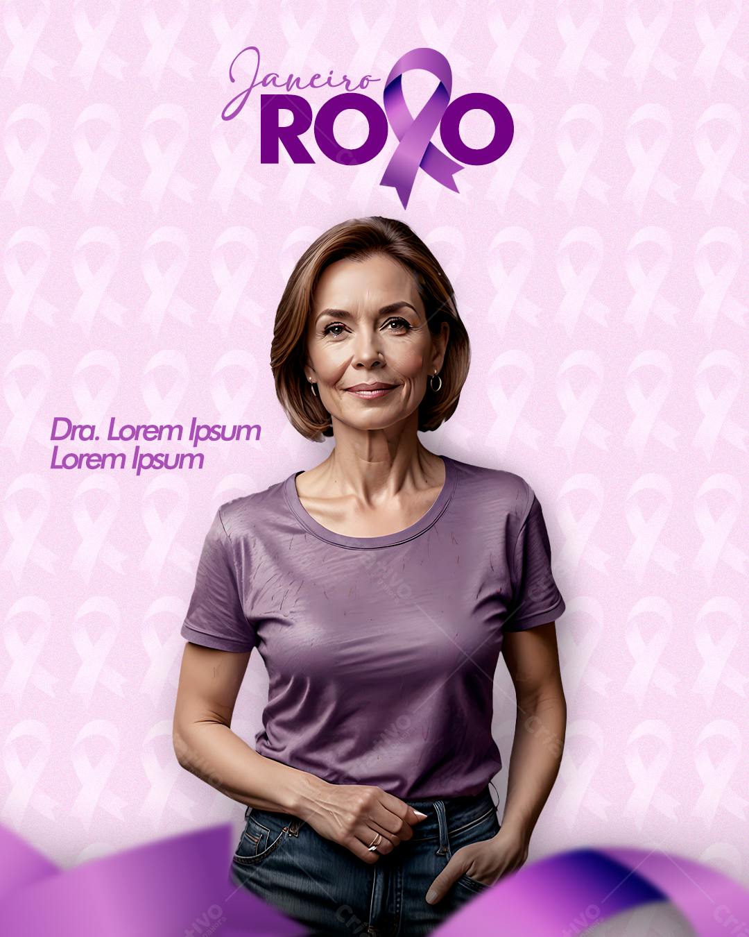 Flyer Janeiro Roxo PSD Editável