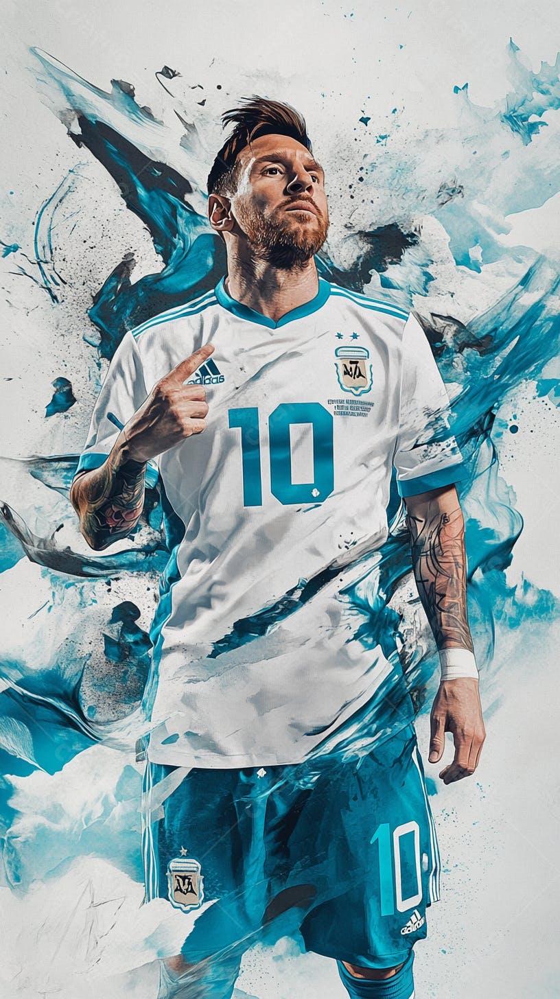 Messi camisa Argentina fundo azul