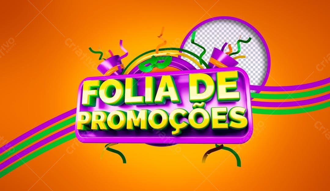 Selo 3D promocional roxo e amarelo brilhante