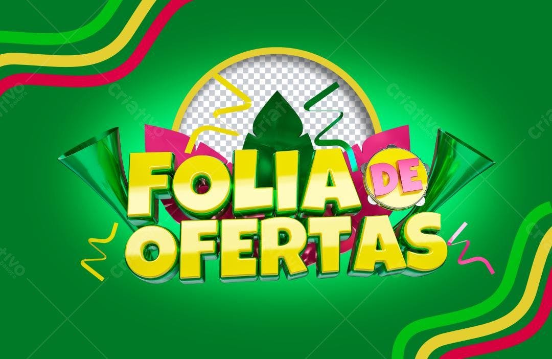 Selo 3D promocional amarelo e verde brilhante