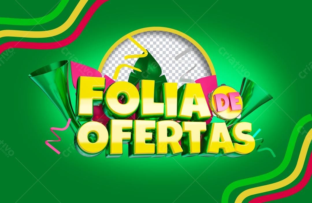 Selo 3D promocional amarelo e verde brilhante