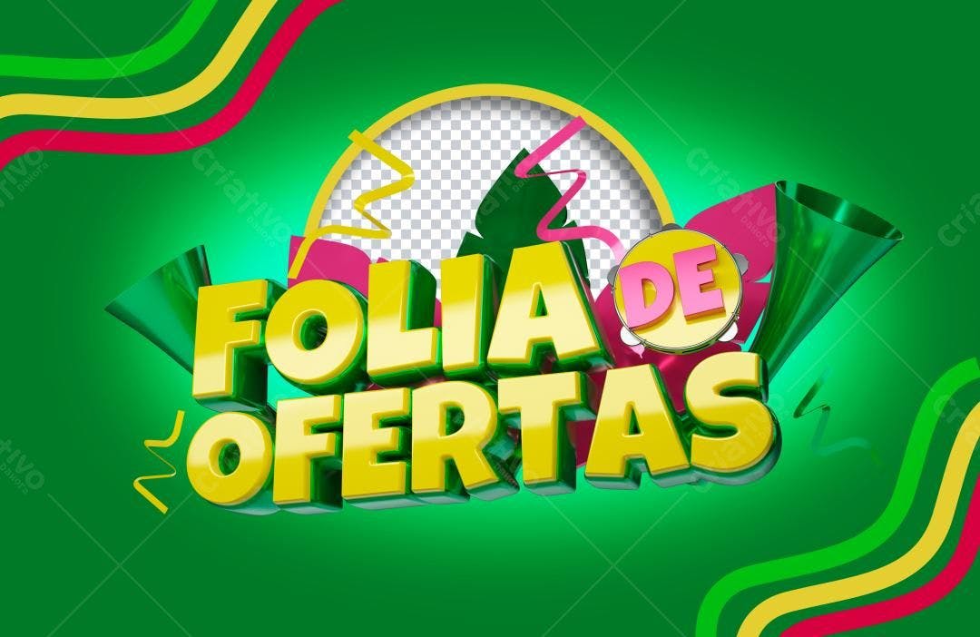 Selo 3D promocional amarelo e verde brilhante