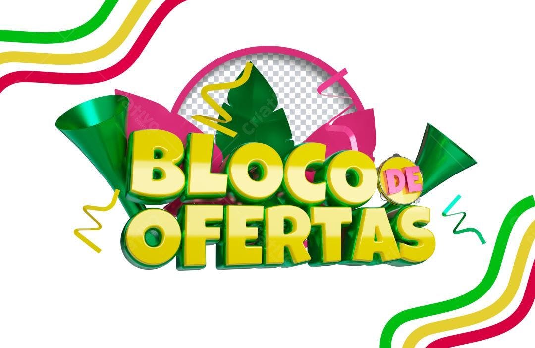 Selo 3D promocional amarelo e verde vibrante