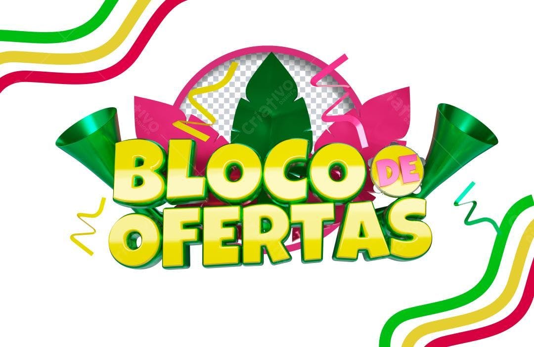 Selo 3D promocional verde e amarelo brilhante