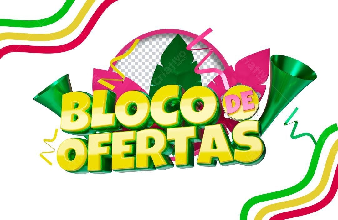 Selo 3D promocional amarelo e verde vibrante