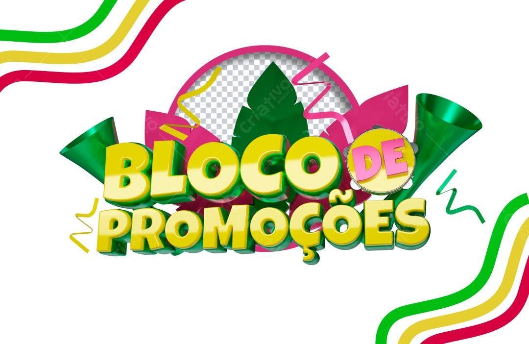 Selo 3D promocional verde e amarelo brilhante