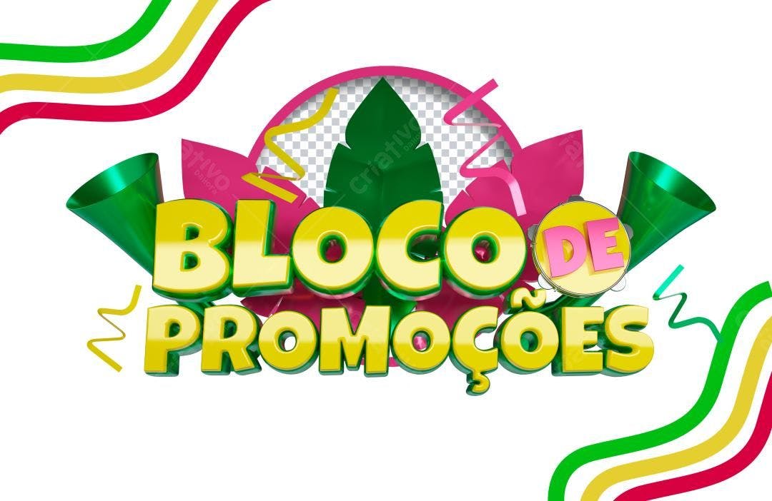 Selo 3D promocional verde e amarelo brilhante