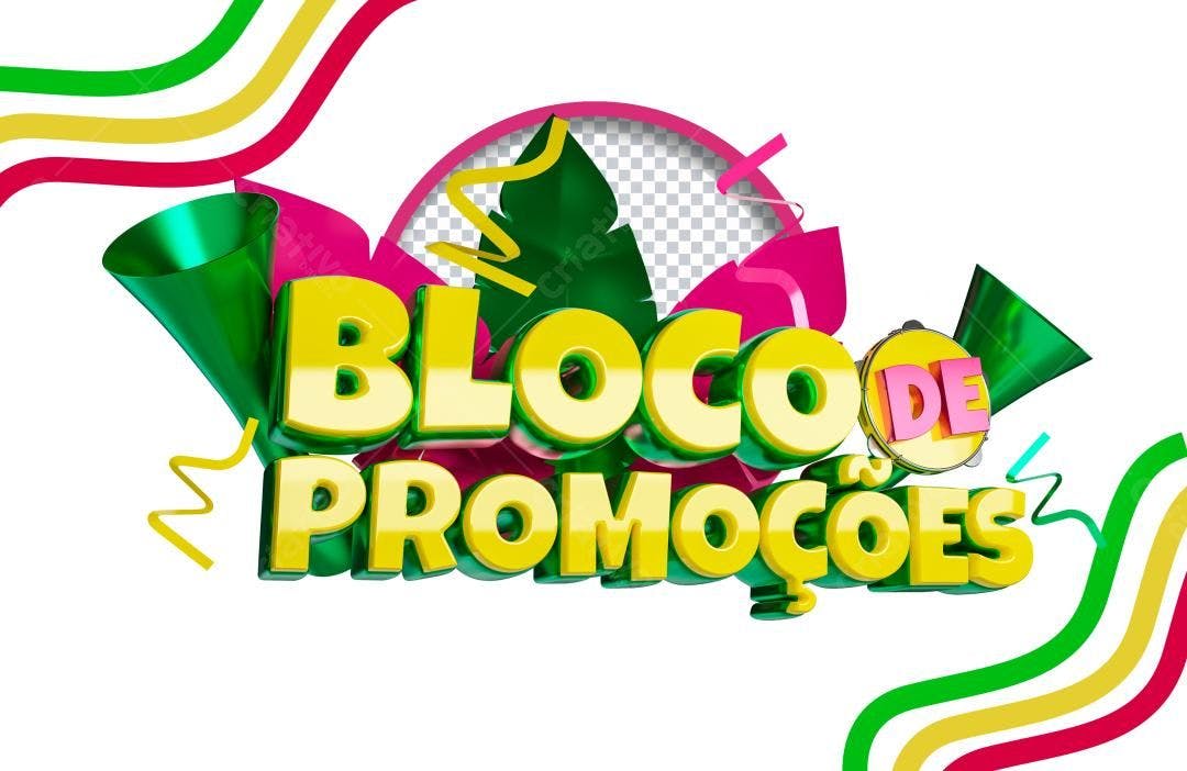 Selo 3D promocional amarelo e verde brilhante