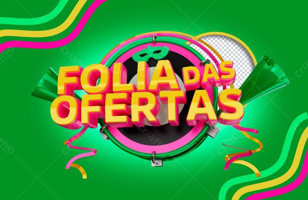 Selo 3D promocional colorido estilo carnaval
