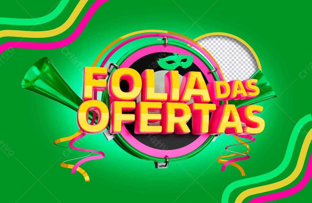 Selo 3D promocional colorido estilo carnaval