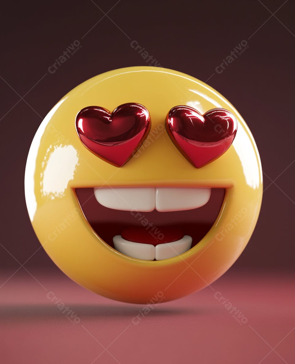 Emoji apaixonado com corações vermelhos