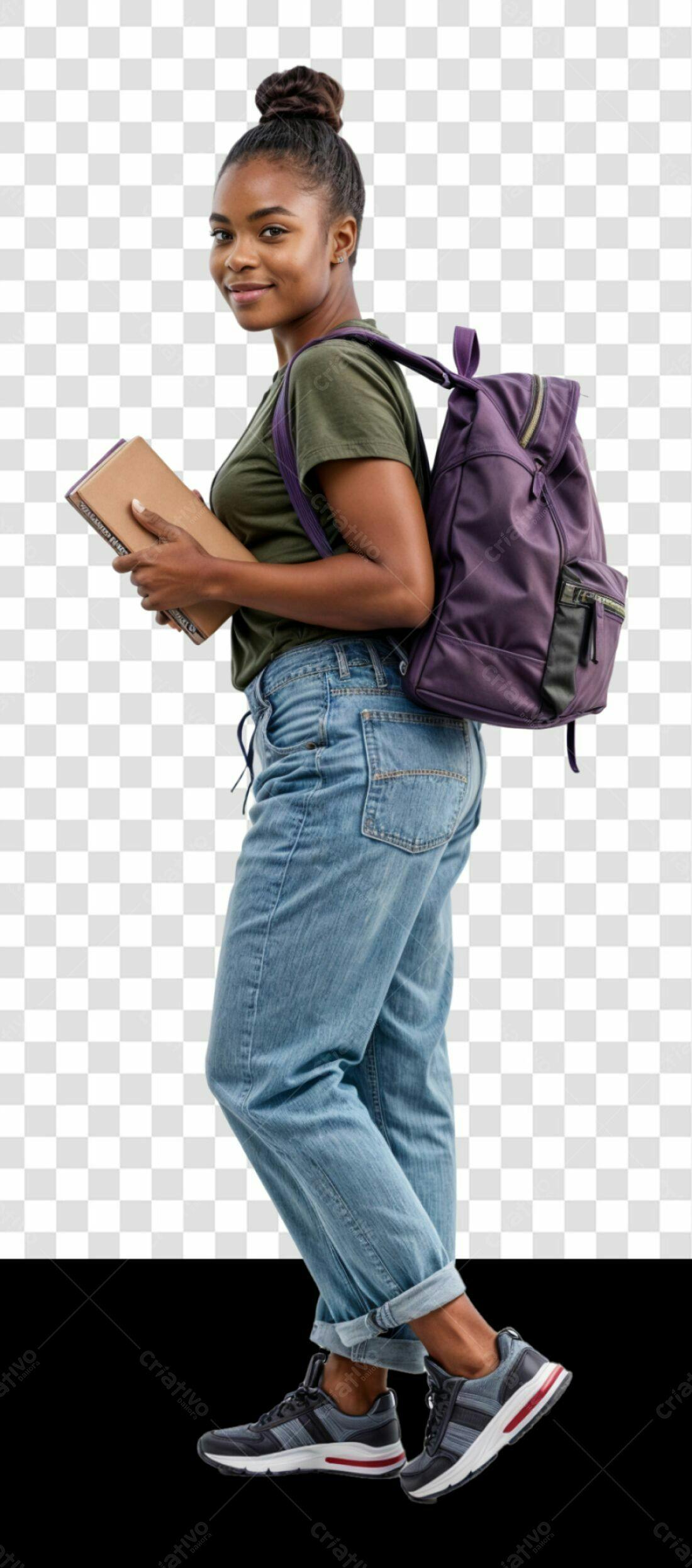 Icone estudante mulher negra PNG com fundo transparente