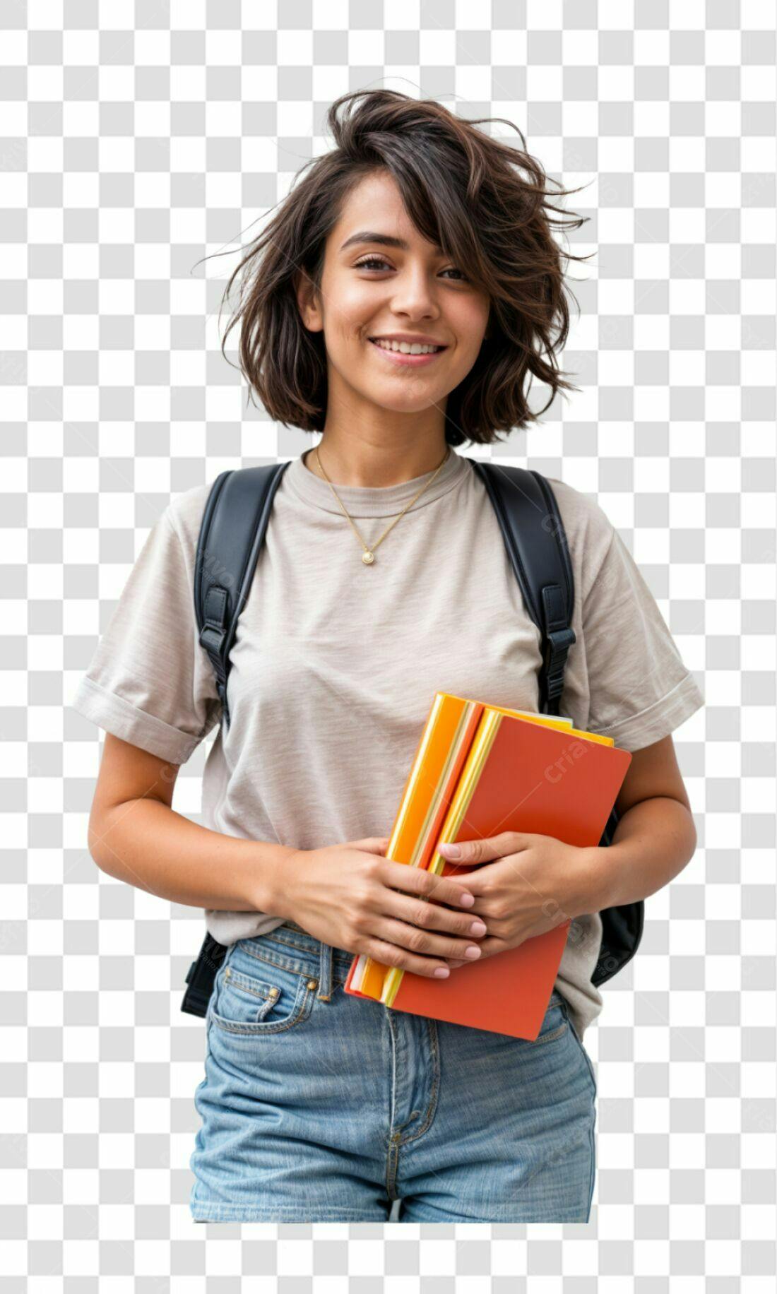 Imagem PNG Estudante com Livros fundo transparente