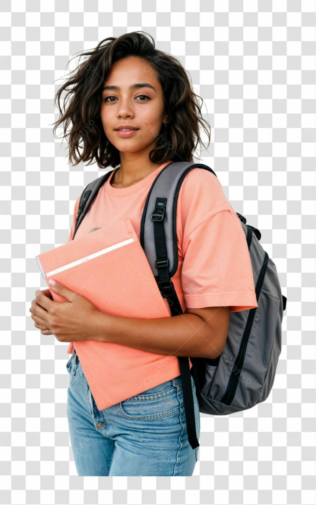 Imagem PNG com fundo transparente Estudante mulher mochila