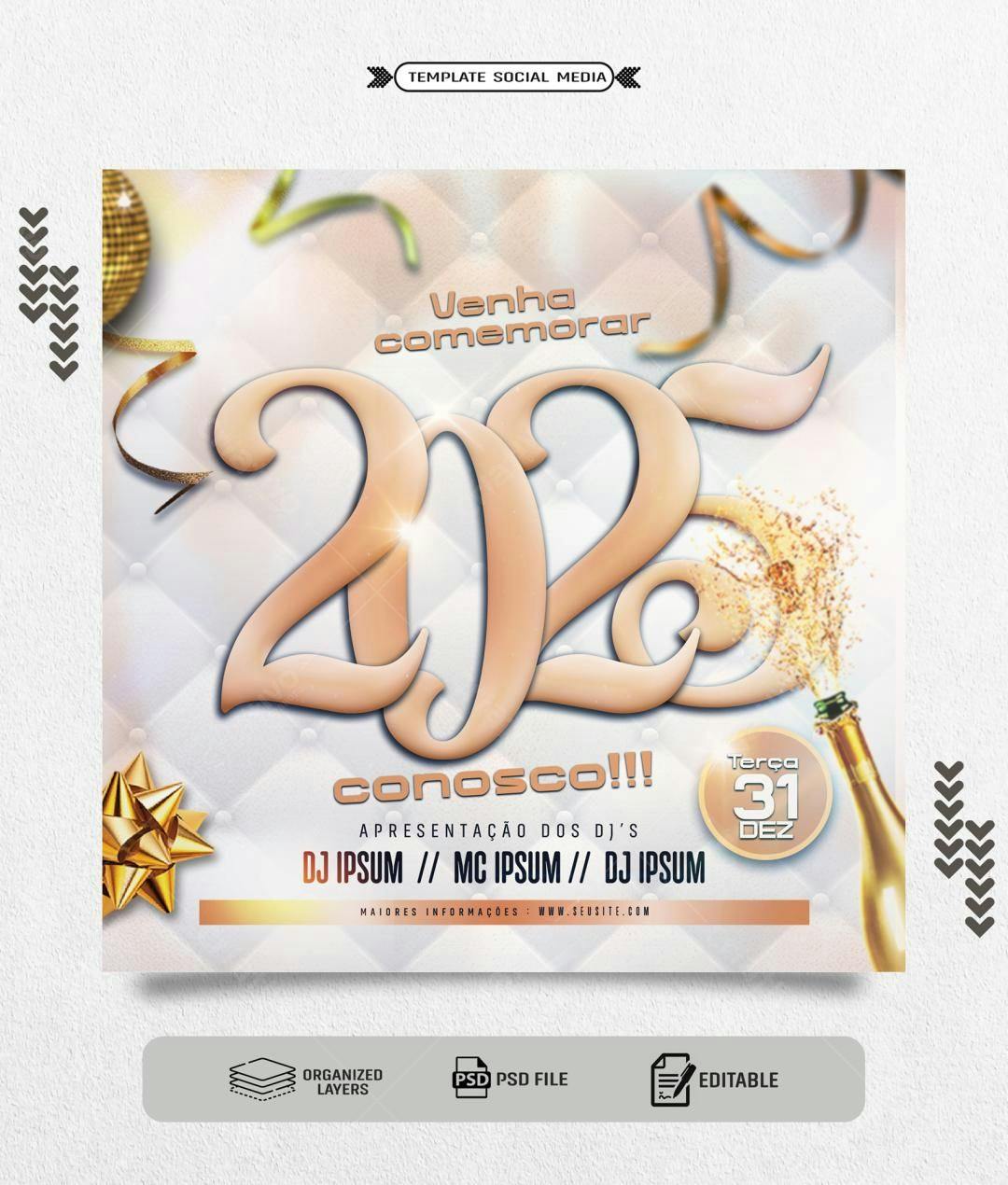 Flyer para Réveillon 2024 PSD Editável