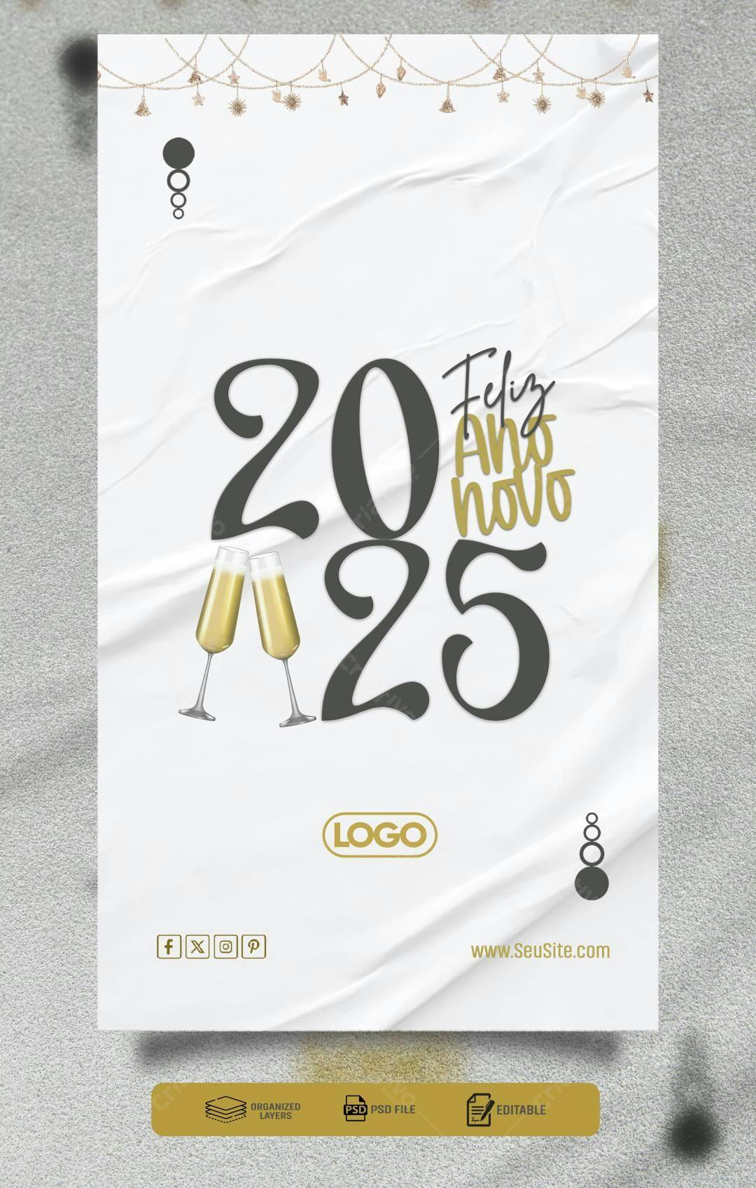 Flyer para Ano Novo 2025 PSD Editável