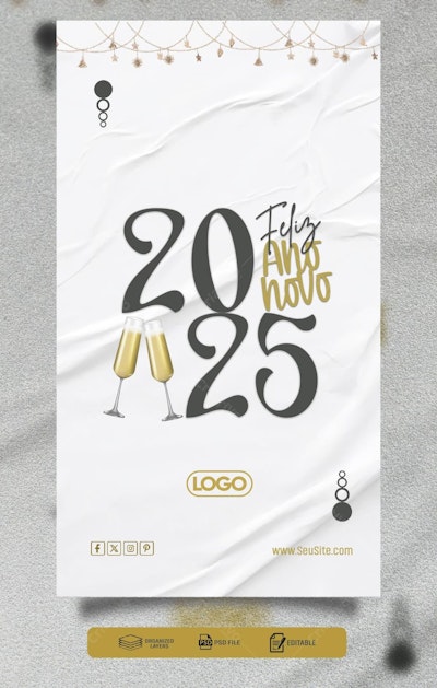 Flyer para Ano Novo 2025 PSD Editável