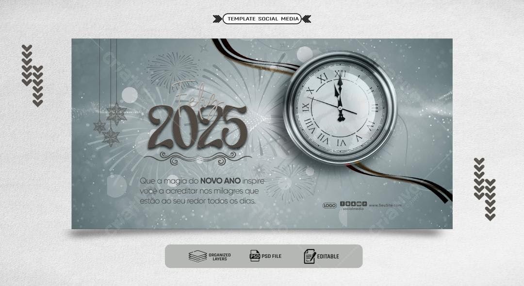 Banner Ano Novo 2025 PSD Editável