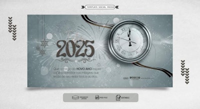 Banner Ano Novo 2025 PSD Editável