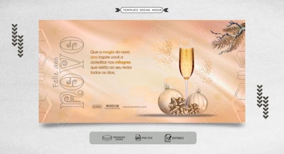 Banner Feliz Ano Novo PSD Editável