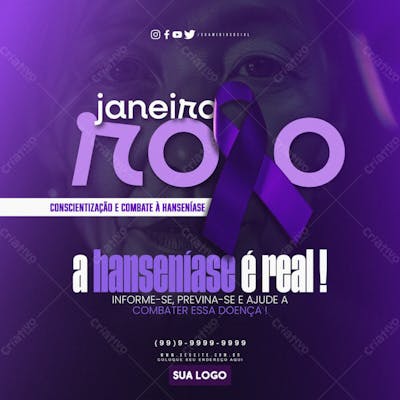 Flyer Social Midia Campanha Janeiro Roxo Combate E Prevenção