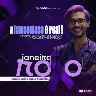 Flyer Social Midia Campanha Janeiro Roxo Combate E Prevenção 2