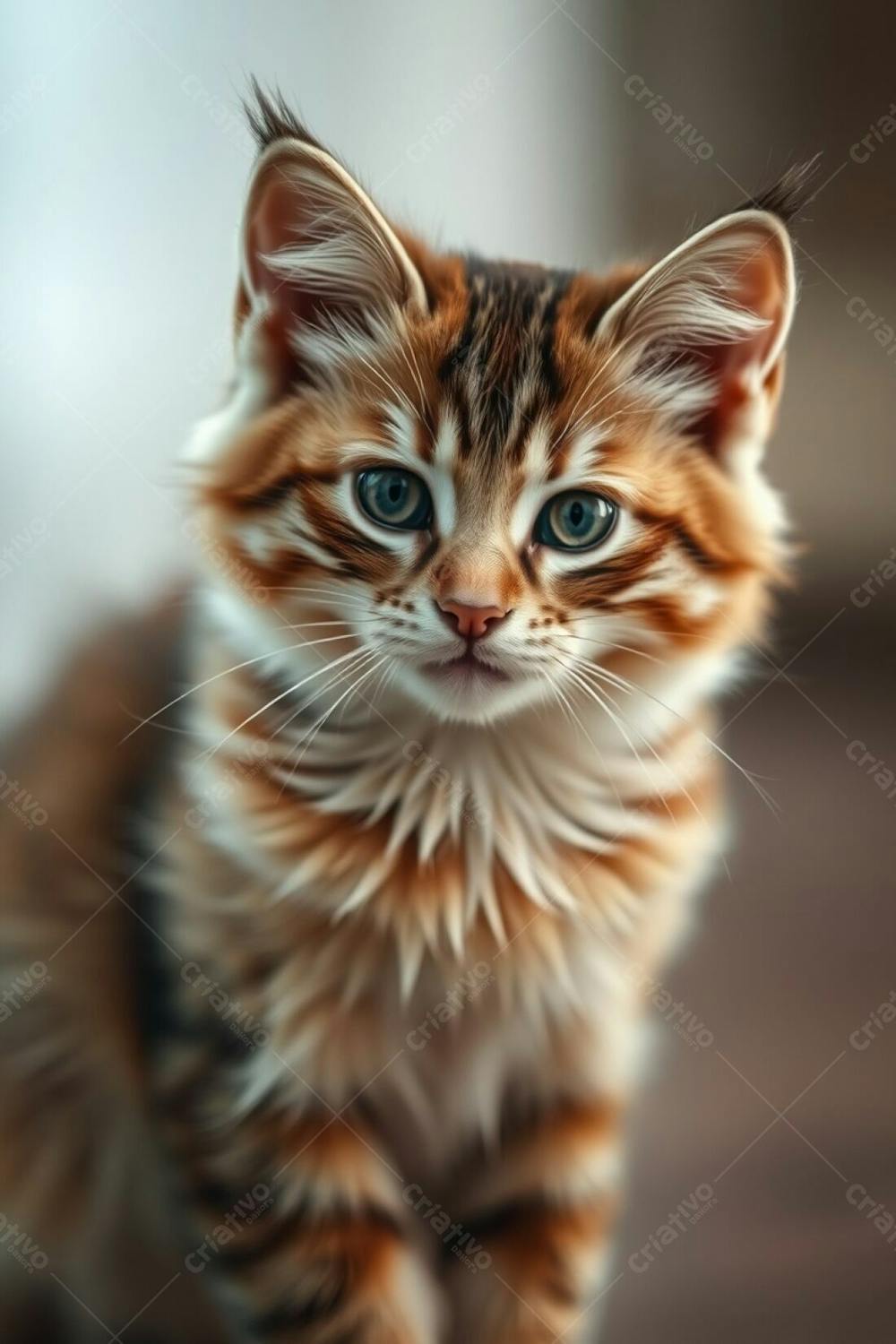 A Fullhd Photorealistic Image Of A Cute And Fluffy Pet Cat, Graceful And Elegant With Refined Features. Soft Cinematic Haze, Natural Earth Tones Of Browns And Beiges, Muted Colors, Soft Focus, Hazy Background, L