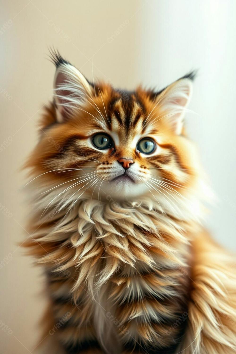 A Fullhd Photorealistic Image Of A Cute And Fluffy Pet Cat, Graceful And Elegant With Refined Features. The Image Uses Long Exposure Photography, Showcasing Soft Cinematic Haze In Natural Earth Tones Of Browns A