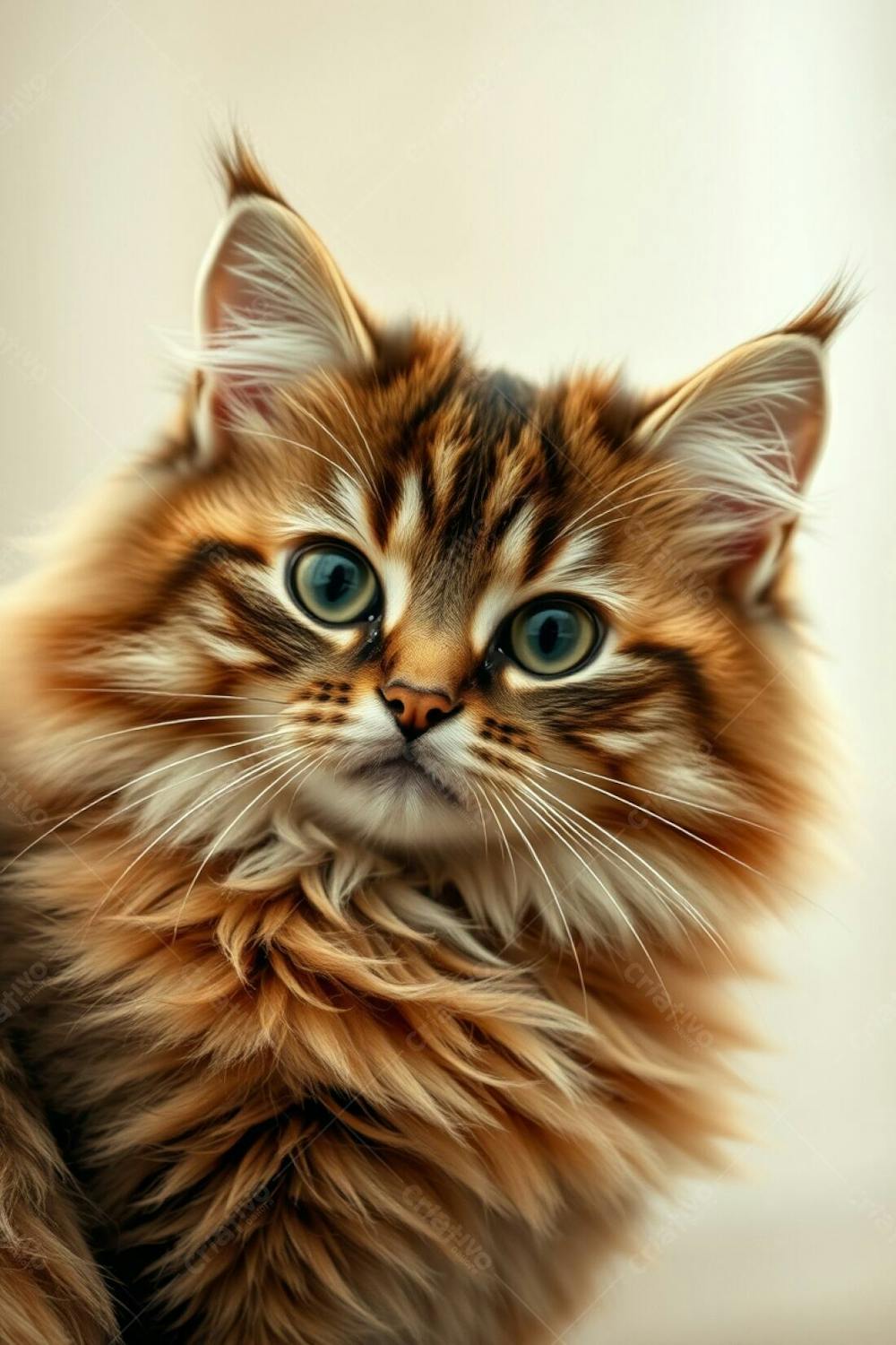 A Fullhd Realistic Image Of A Cute And Fluffy Pet Cat, Graceful And Elegant, With Refined Features. Soft Cinematic Haze, Natural Earth Tones Of Browns And Beiges, Muted Colors, Soft Focus, Hazy Background, Long