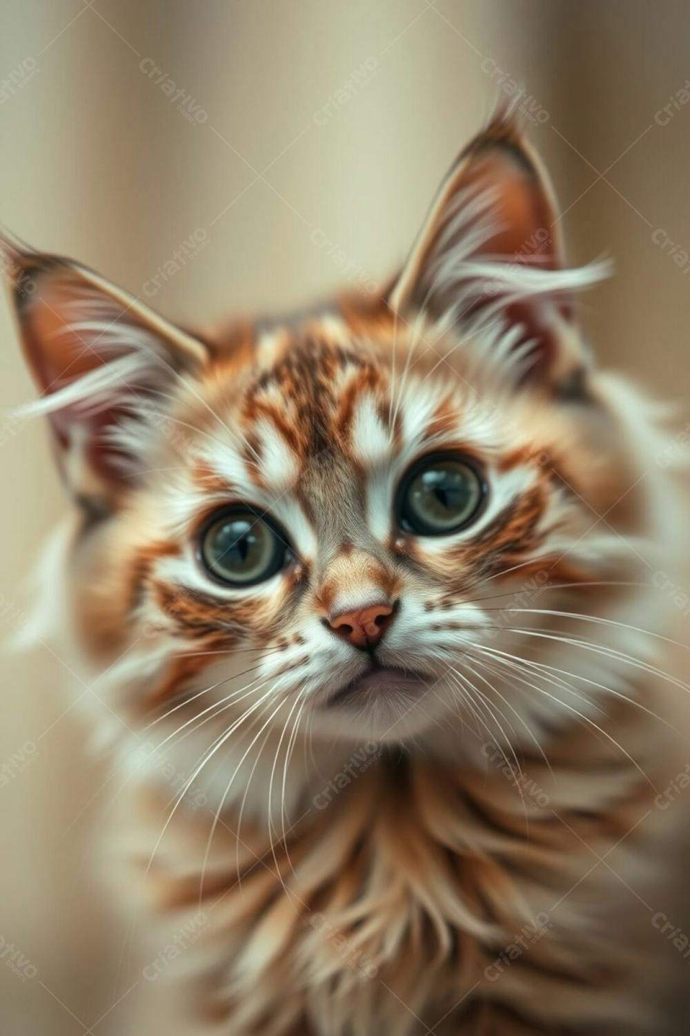 A Fullhd Realistic Image Of A Cute And Fluffy Pet Cat, Graceful And Elegant, With Refined Features. Soft Cinematic Haze, Natural Earth Tones Of Browns And Beiges, Muted Colors, Soft Focus, Hazy Background, Long