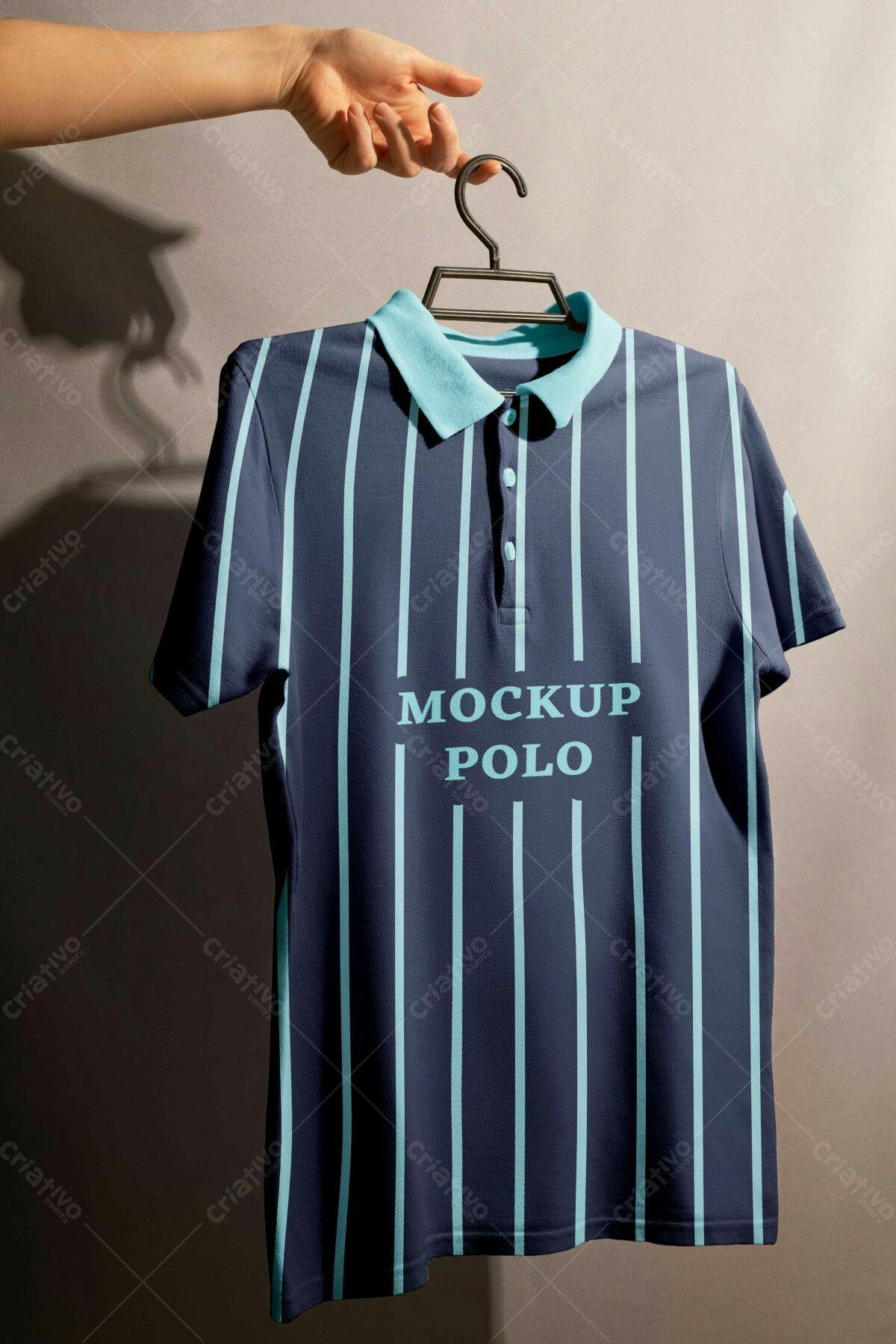Mockup Polo Azul Marinho e Azul Claro PSD Editável