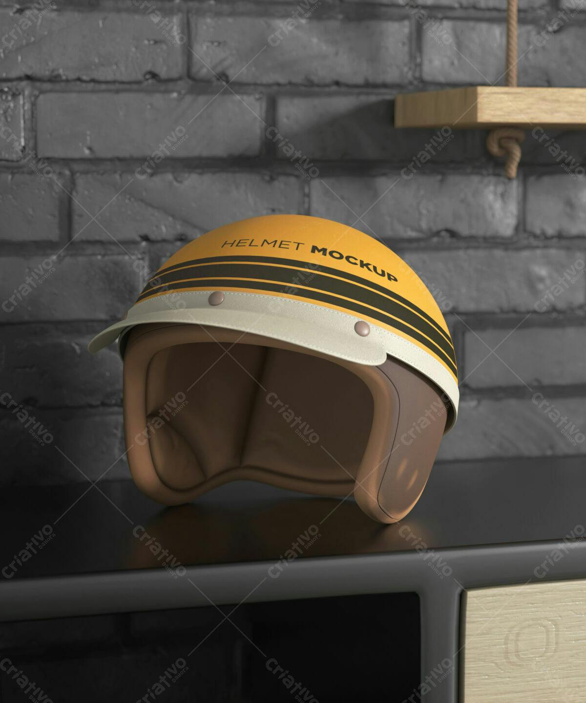 Mockup de Capacete de Moto Retro PSD Editável