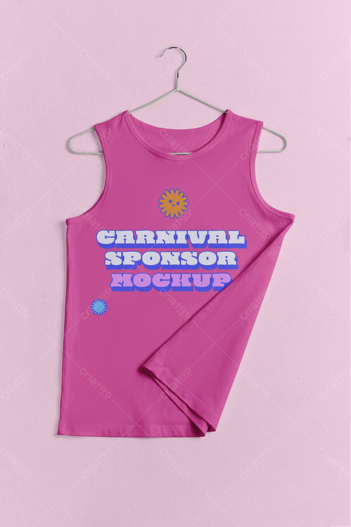 Mockup de Regata Rosa para Patrocínio de Carnaval PSD Editável