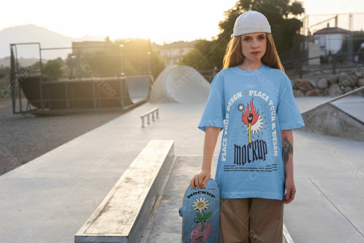 Camiseta Skate Estilo Vintage PSD Editável