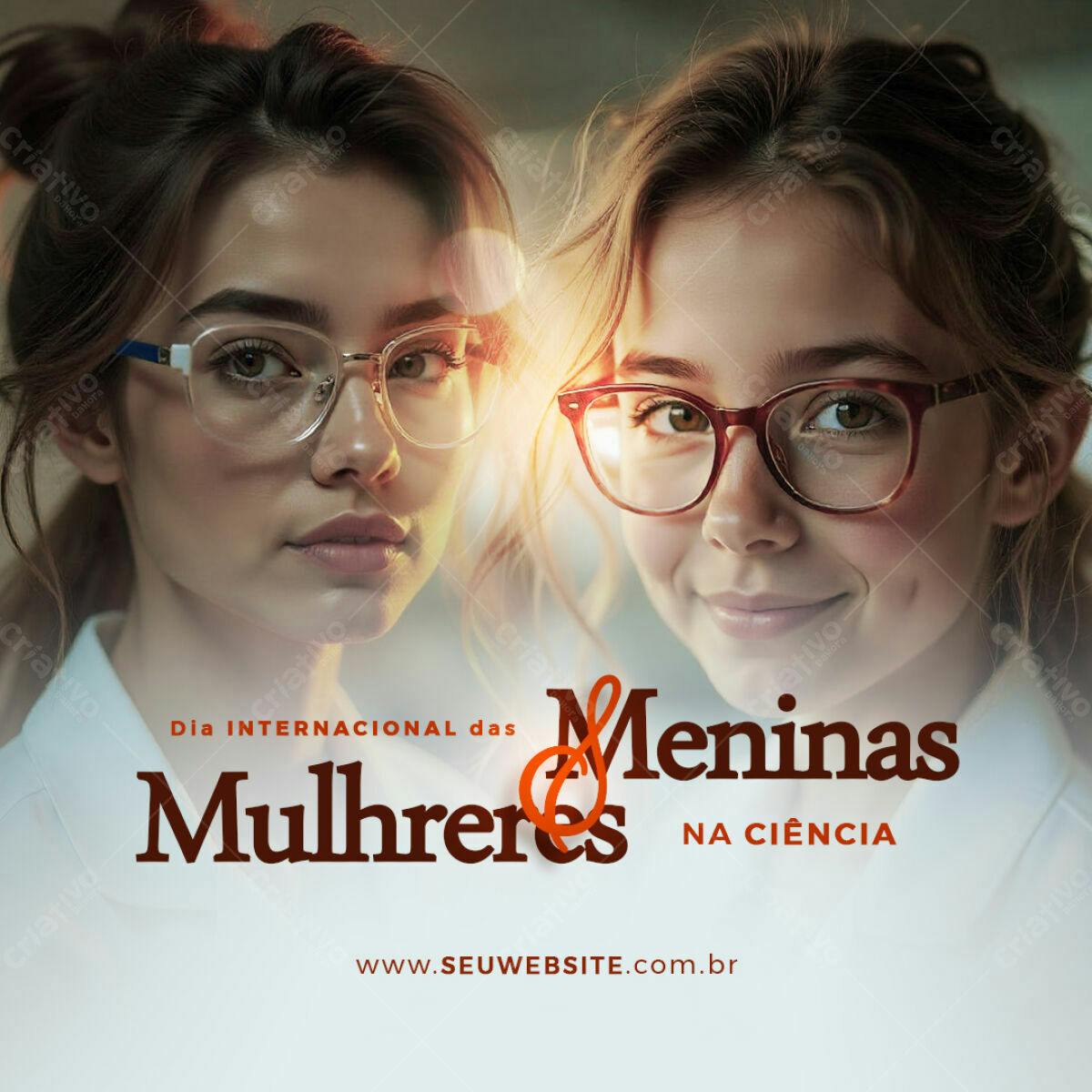 Flyer Dia Internacional das Mulheres na Ciência PSD Editável
