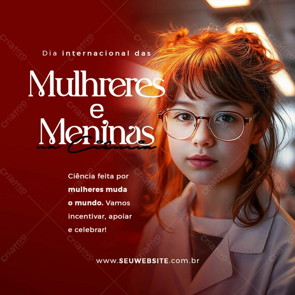 Post para Dia Internacional das Mulheres e Meninas na Ciência PSD Editável
