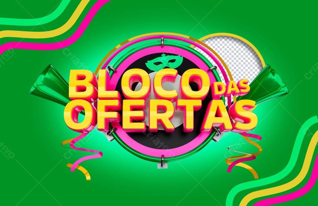 Selo 3D promocional amarelo e rosa