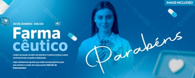 Banner Dia do Farmacêutico PSD Editável