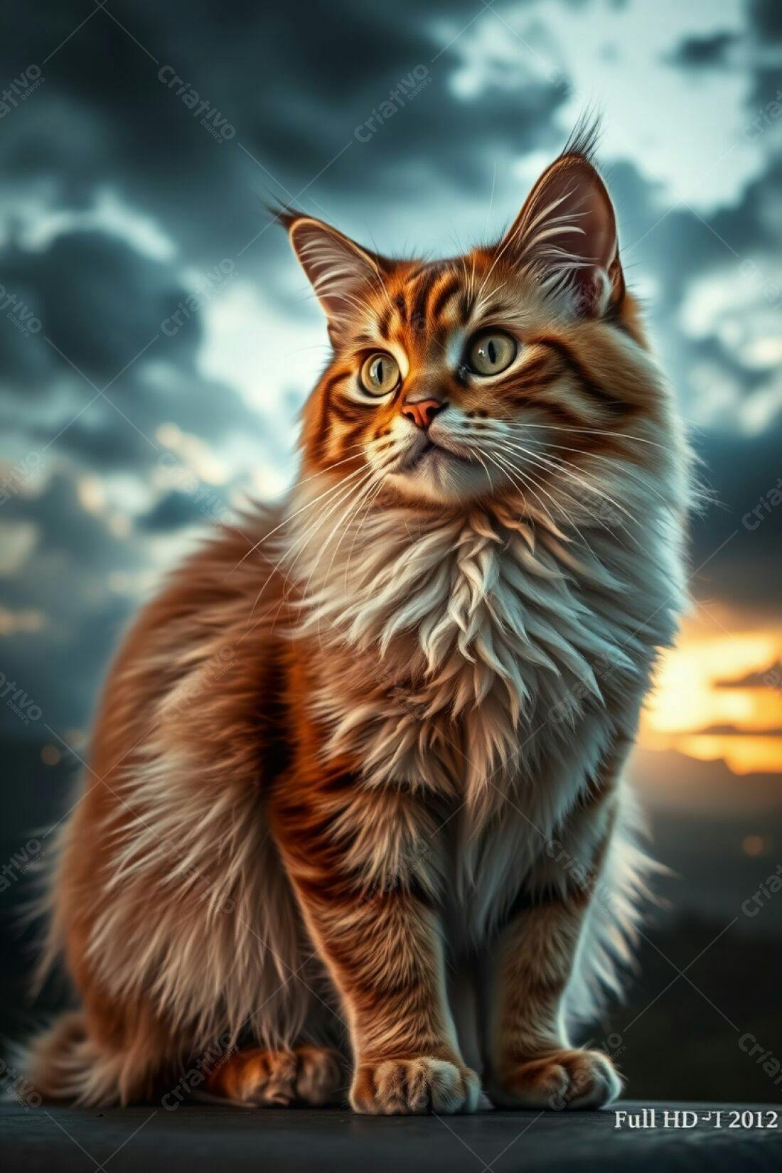 Gato ruivo ao entardecer