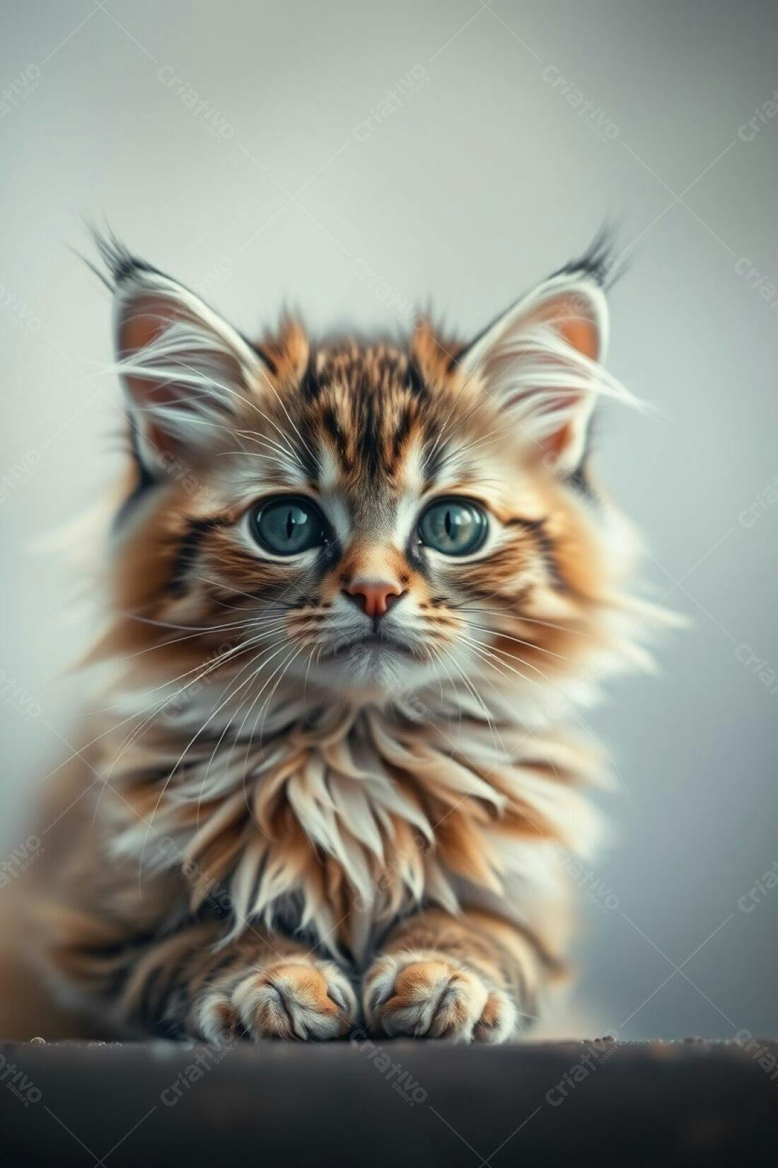 Gatinho Marrom e Laranja Olhos Verdes