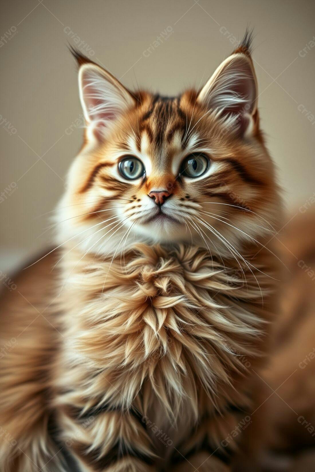 Gatinho fofo com pelos dourados e olhos azuis