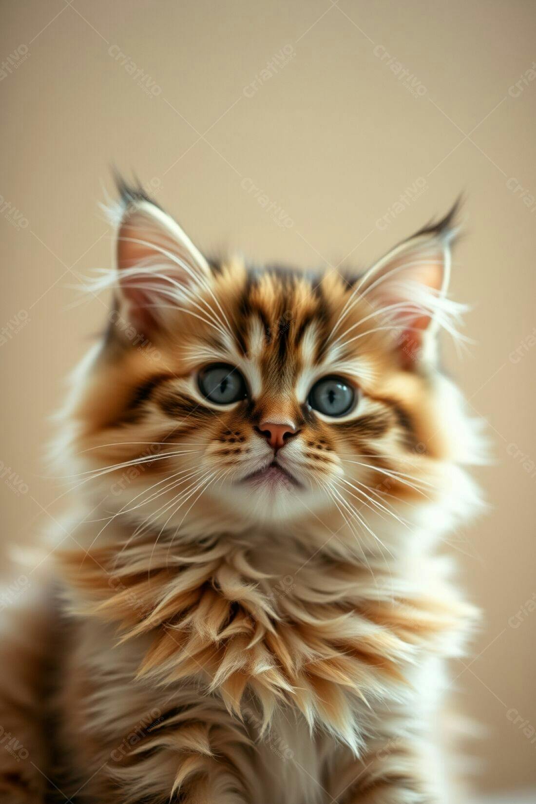 Gatinho fofo com olhos azuis e pelagem marrom