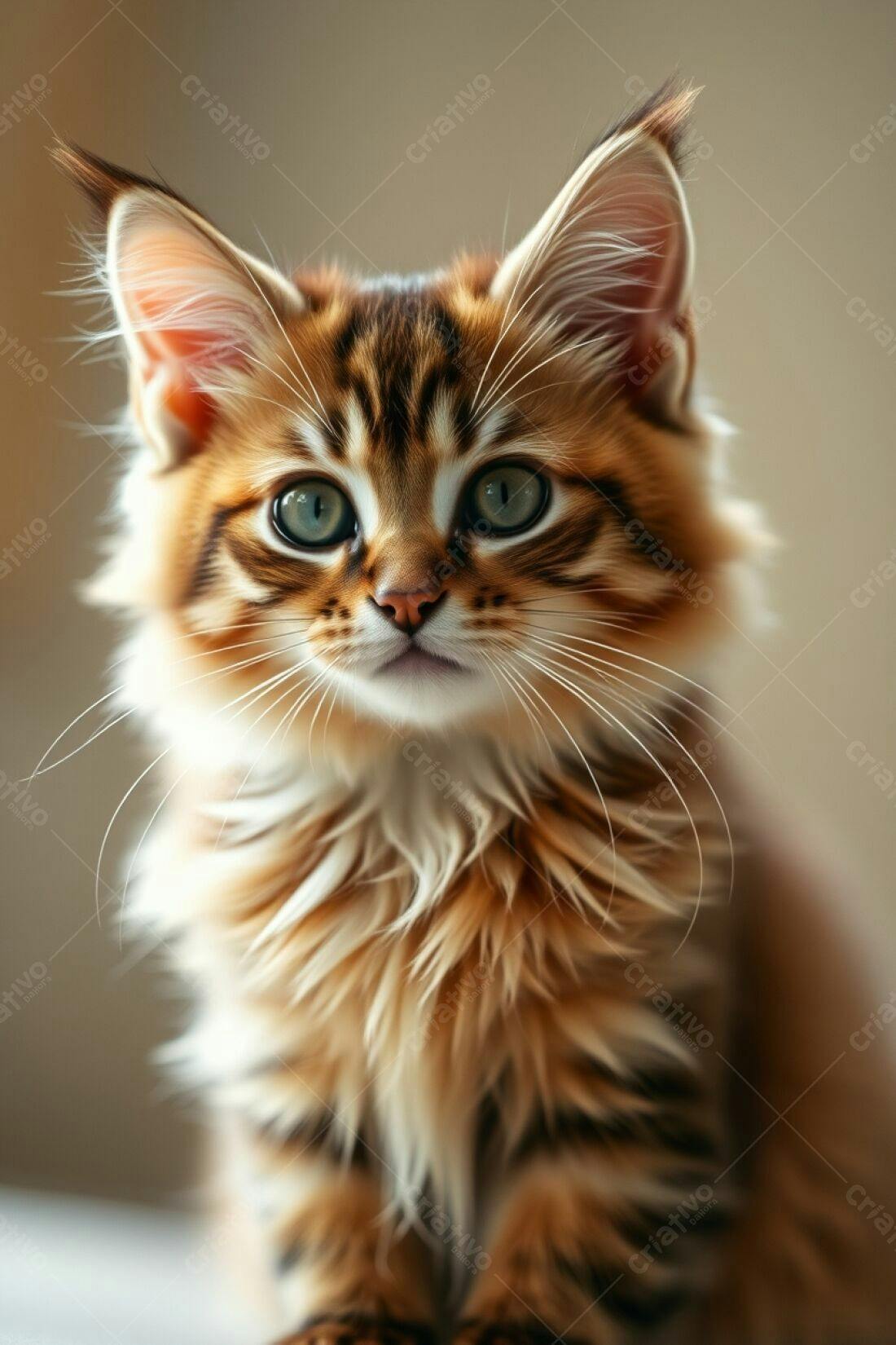 Gatinho Maine Coon Marrom e Laranja