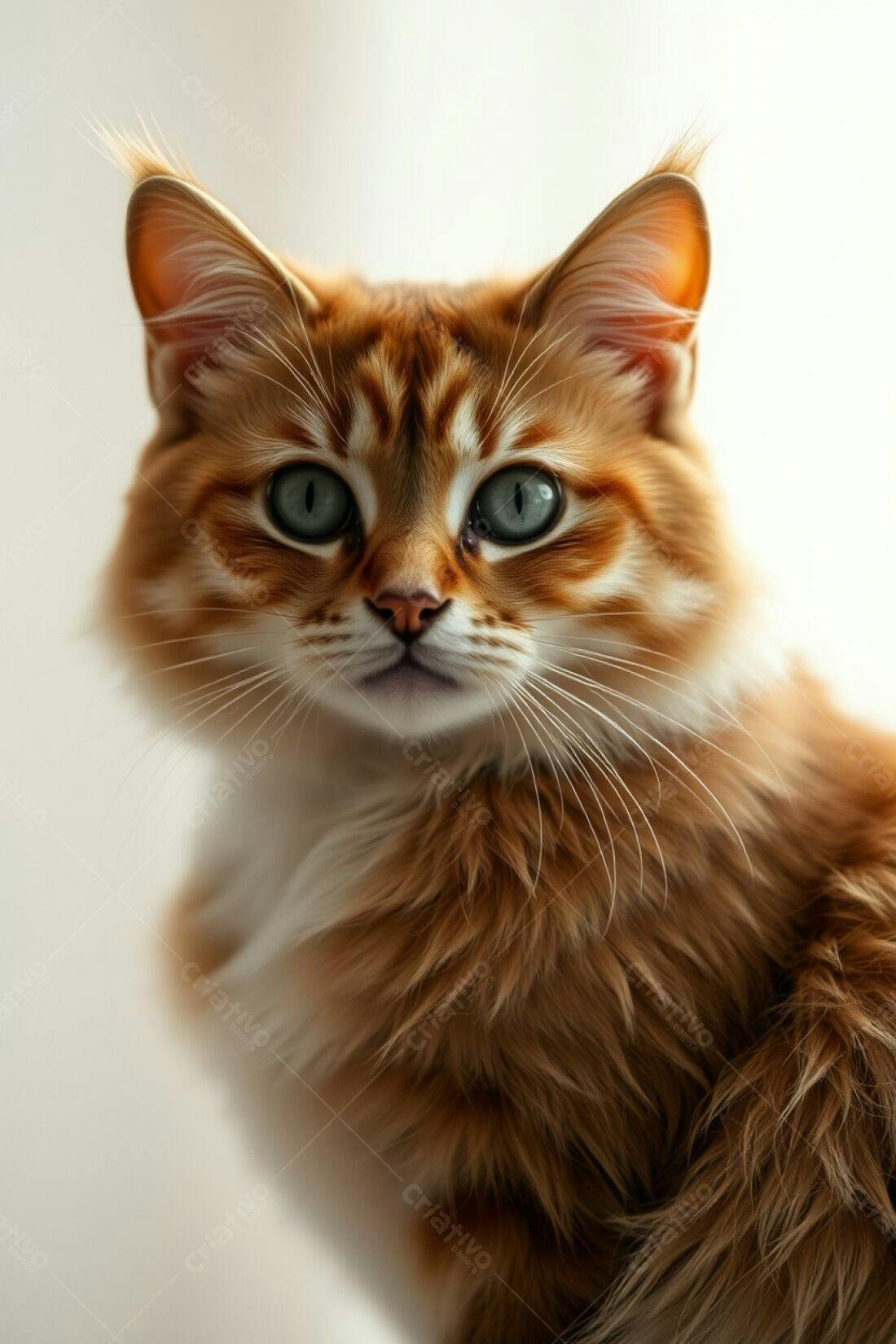 Gato ruivo de olhos verdes em close