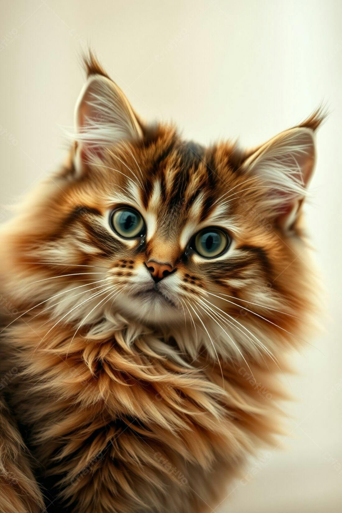 Gatinho malhado marrom e dourado olhar penetrante