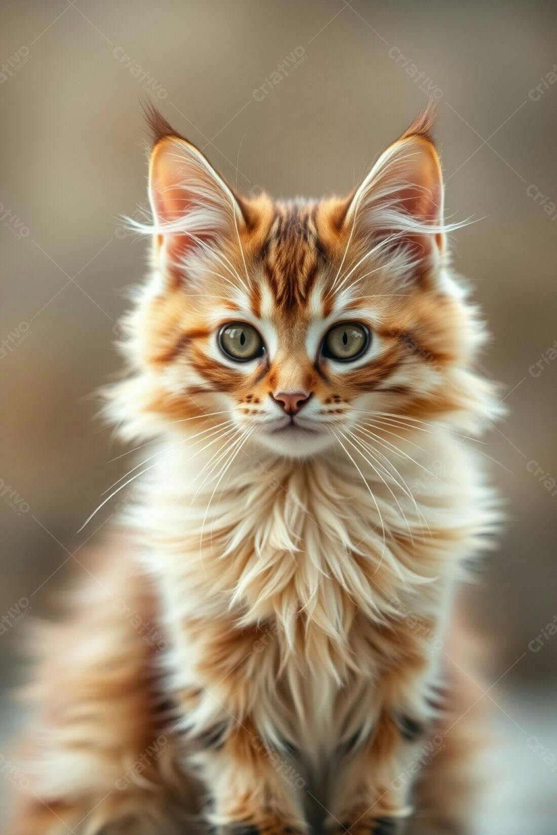 Gatinho ruivo fofo olhando para a câmera