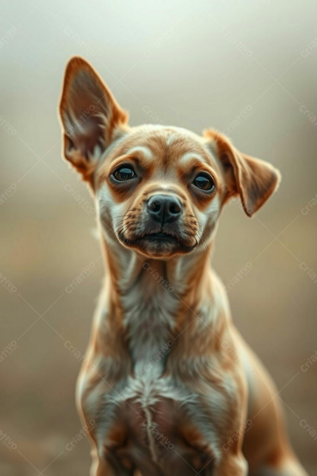 Cachorro pequeno marrom olhando para a câmera